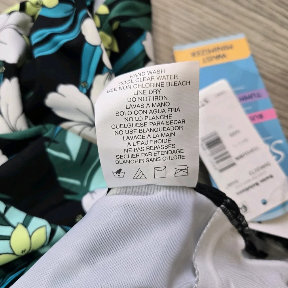 Swim Solutions One Shoulder Floral One Piece Swimsuit Tummy Control Size 10 NWT - Picture 7 of 9